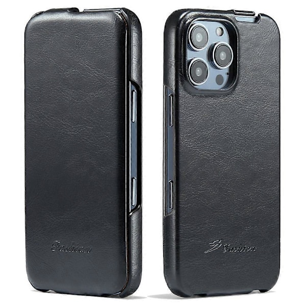 För iPhone 16 Pro Fodral Vertikalt Flip Läder Crazy Horse Textur Telefonskal Multicolor Style A