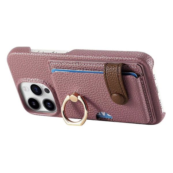 Y2 iPhone 16 Pro Max -puhelinkotelo, jossa sormipidike, jalusta, korttipaikka ja nahkainen takakansi Multicolor Date Apricot