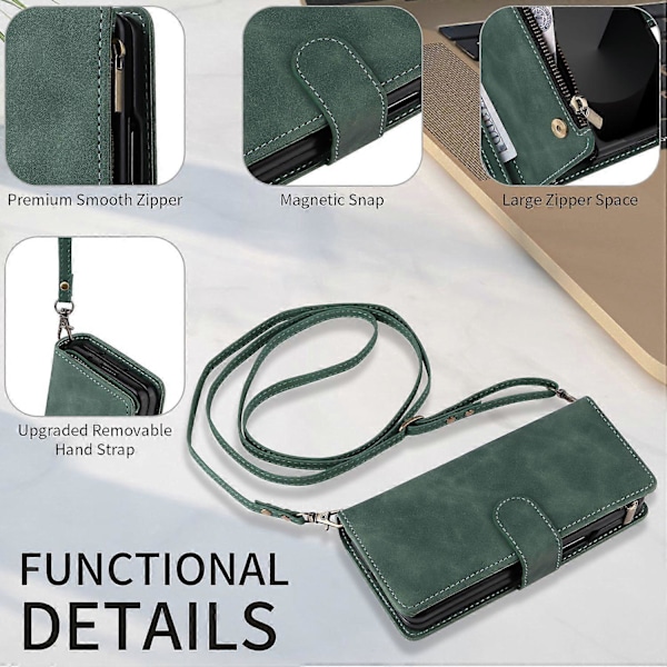 Til Samsung Galaxy Z Fold6 5G Etui Lynlåslomme Læder Telefon Cover med Skulderrem Multicolor Style E