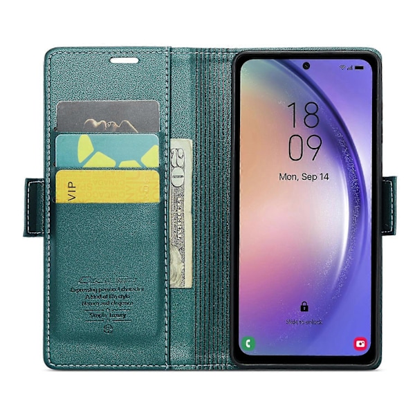 CASEME 023-serien Läderfodral för Samsung Galaxy A54 5G med RFID-blockering, Ställ och Plånboksfunktion Multicolor Style C