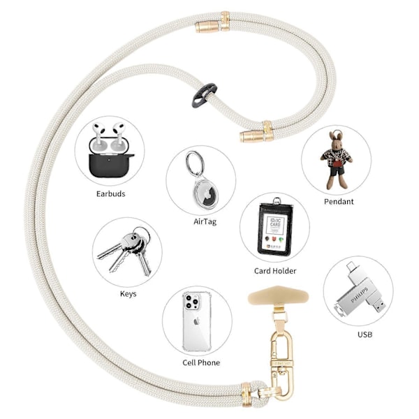 LEEU DESIGN 120cm Smartphone Skulderstropp med Metallfeste, Justerbar Mobiltelefon Lanyard Multicolor Style H