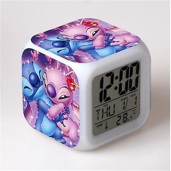 Stitch Väckarklocka Stitch Barnpresent Färgbyte Fyrkantig väckarklocka Julklapp Flera typer style 22