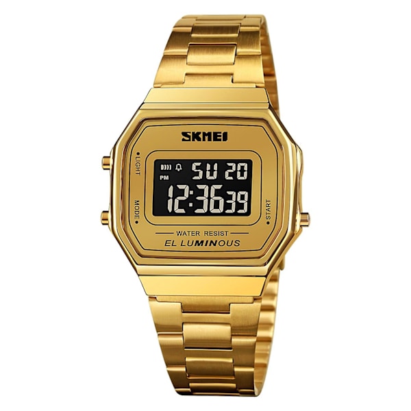 SKMEI Men Digital Business Watch Exakt tid Visning Datum Vecka Väckarklocka Bakgrundsbelysning 3ATM gold