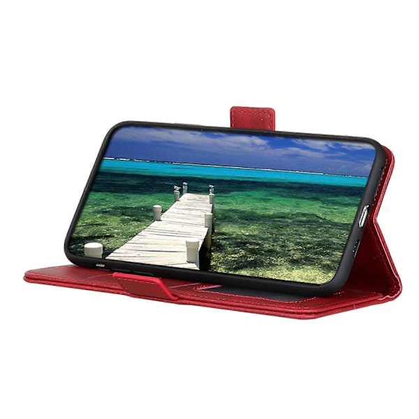 iPhone 16 Plus -kotelo PU-nahkainen lompakkokotelo sivumagneettilukolla - Musta Multicolor Red