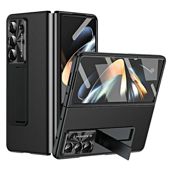 För Samsung Galaxy Z Fold5 5G Läder PC Fodral Stötsäkert Ställ Telefonskal Multicolor Style A