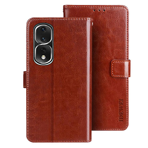 Idewei For Honor 80 Pro 5g Cover Case Stativ Funktion Crazy Horse Texture Pu Läder Flip Telefonskal Brown