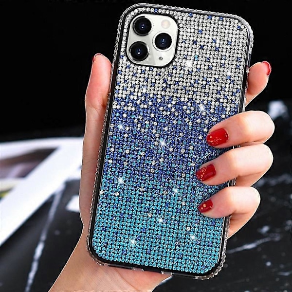För iPhone 14 Plus Gradient Glitter Sparkle Bling Skal Rhinestone Dekor TPU Skyddande Fodral