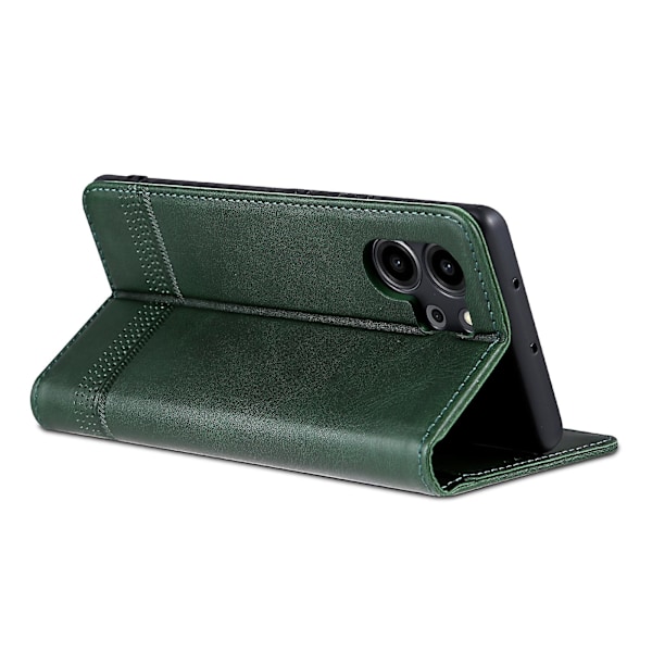 Azns For Honor 80 Se 5g PU-nahkalompakkokotelo Käännettävä Foliojalusta Magneettinen Itsekiinnittyvä Suojakuori Green