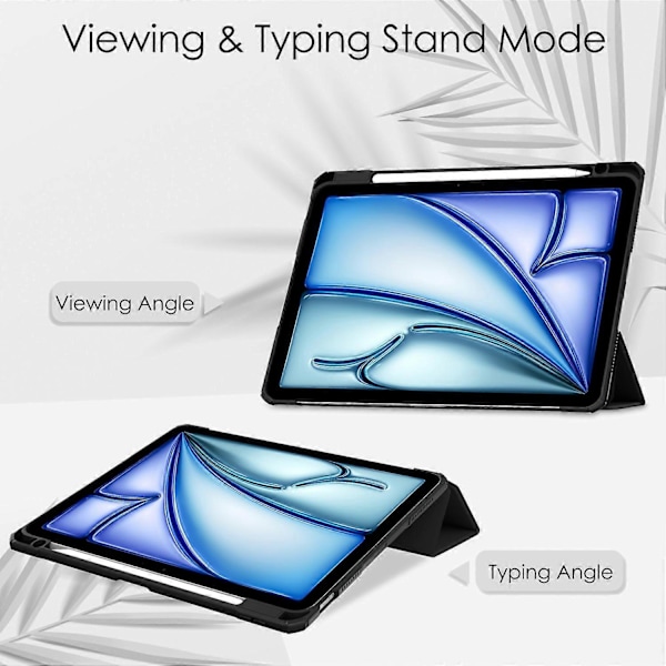 För iPad Air 11 (2024) Klar Fodral PU Läder Auto Wake Sleep Skyddande Skal med Pennhållare - Grön Multicolor Black