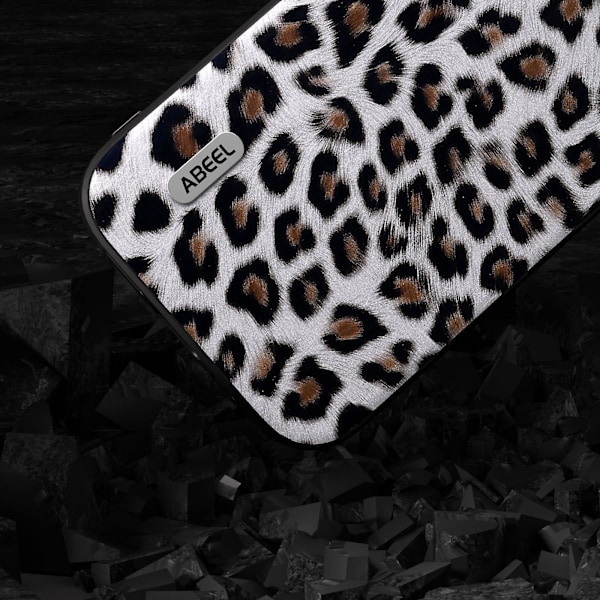 För Iphone 15 Pro Max Leopard Mönster Phone case Pu Läder + PC + Tpu Slim Cover Silver
