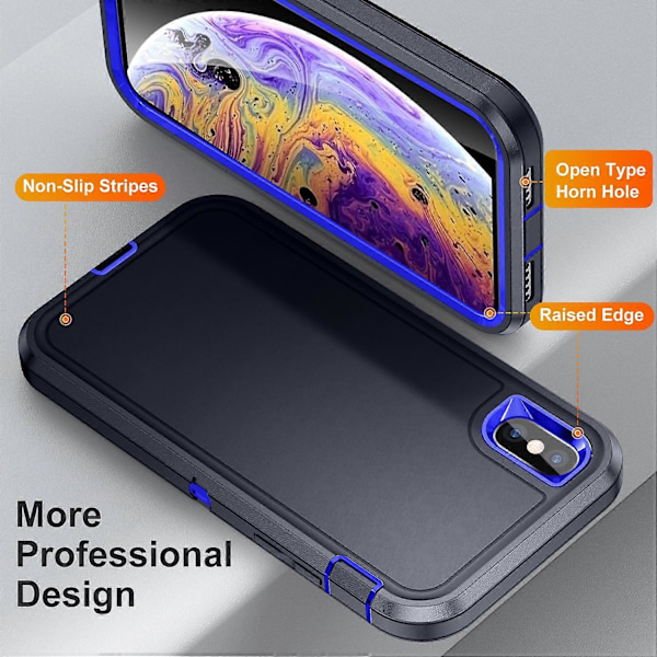 For iPhone X/XS Sklisikkert PC+TPU Hybrid Telefondeksel Støtsikkert Bakdeksel Multicolor Style C