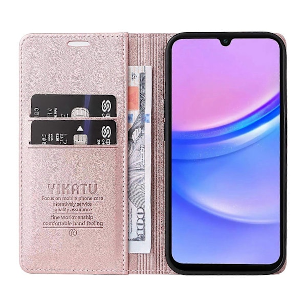YIKATU YK-001 Fodral för Samsung Galaxy A26 5G/A16 4G Ställ Läder Telefonskal Stark Stängning Multicolor Rose Gold