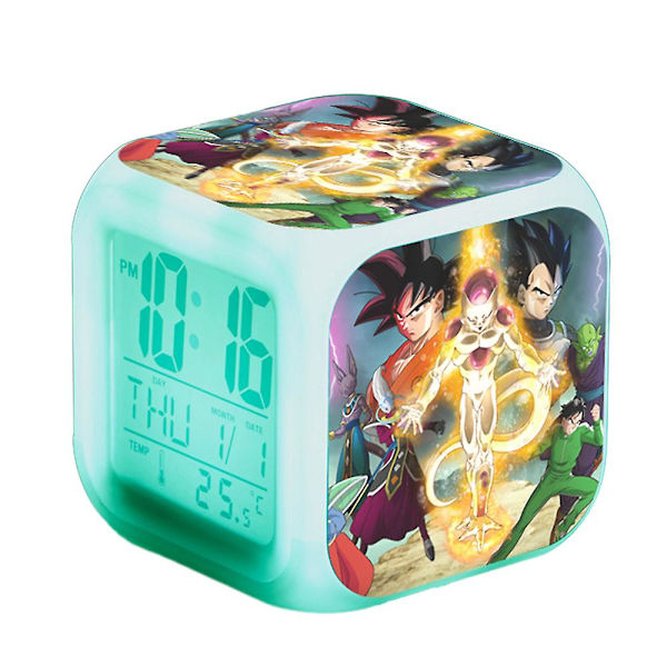 Dragon Ball LED Digital Vækkeur 7 Farverigt Lys Soveværelsesdekoration Med Tid, Temperatur, Alarm, Dato Til Børnegaver A