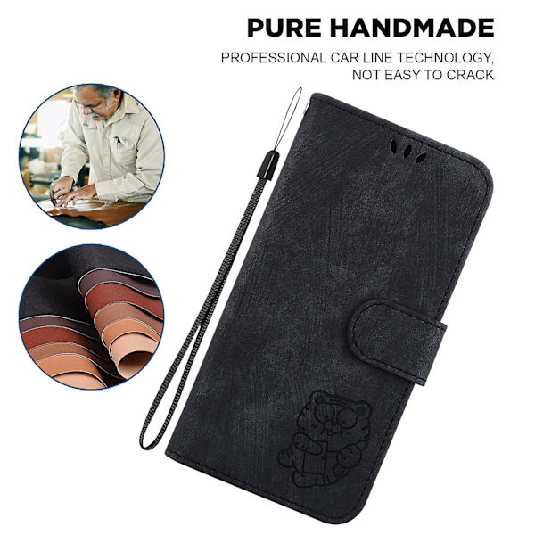 För Samsung Galaxy A34 5g Plånbok cover Pu Läder Flip Stand Case Black