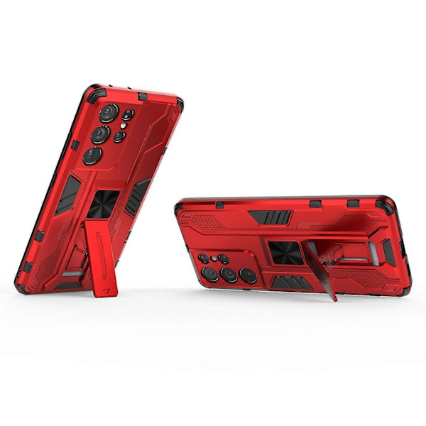 Stöttåligt PC+TPU Kombinationsskydd Skal med Ställ för Samsung Galaxy S21 Ultra 5G Multicolor Style C