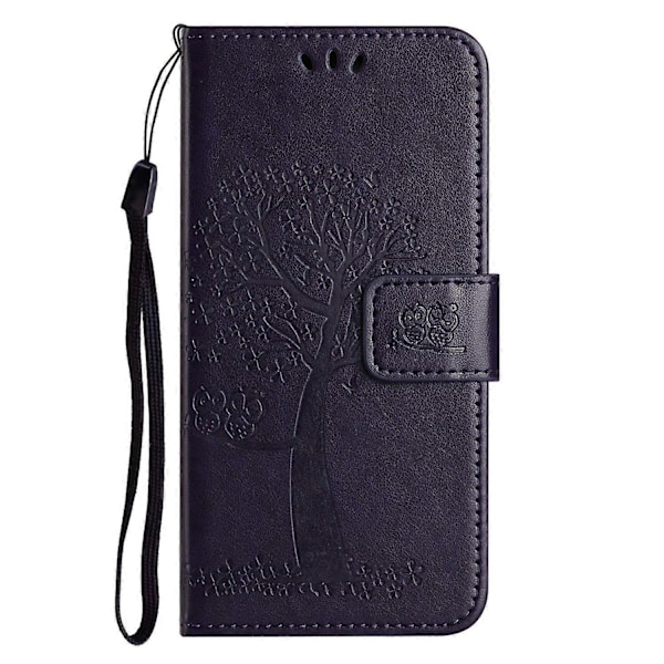 Til Samsung Galaxy A05 4G Etui Ugle Træ Præget Læder Telefon Cover med Pung Multicolor Style B