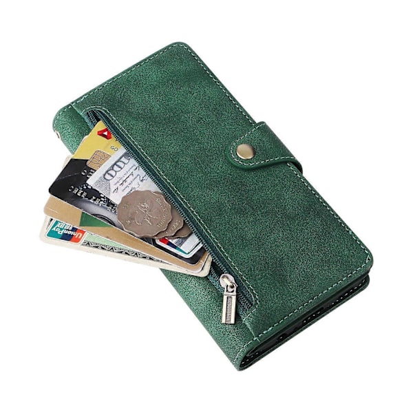 Til Samsung Galaxy A06 Etui Lynlås Pung Læder Støtteben Telefon Cover Nittedekor Multicolor Style D