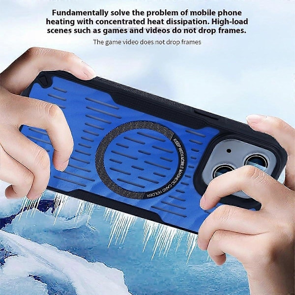 För iPhone 14 Skal Värmeavledning Ihålig Magnetisk TPU+PC Telefonskal Kompatibelt med Magsafe Multicolor Style E