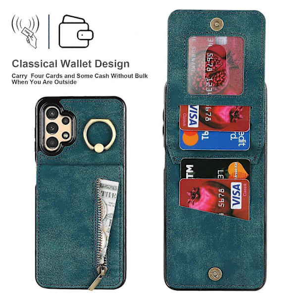 Til Samsung Galaxy A13 5G/A13 4G RFID Blokerende Støtteben Etui Retro PU+TPU Wallet Telefon Cover Multicolor Style C