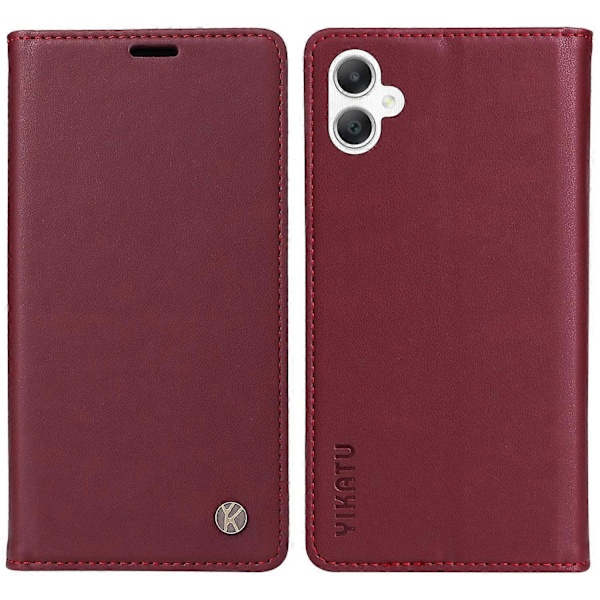 YIKATU YK-001 Etui til Samsung Galaxy A06 med stativ, læder telefoncover, stærk magnetisk lukning Multicolor Wine Red