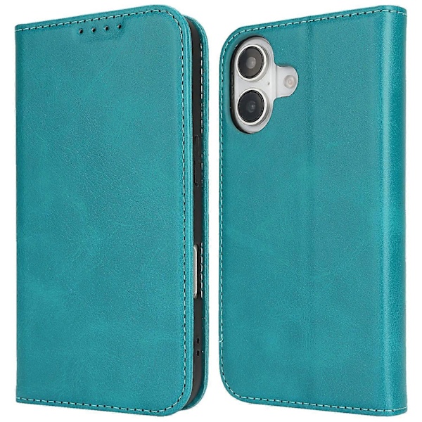 PU-læder kalveskinds tekstureret magnetisk lukning smartphone cover til iPhone 16 Plus Multicolor Style G