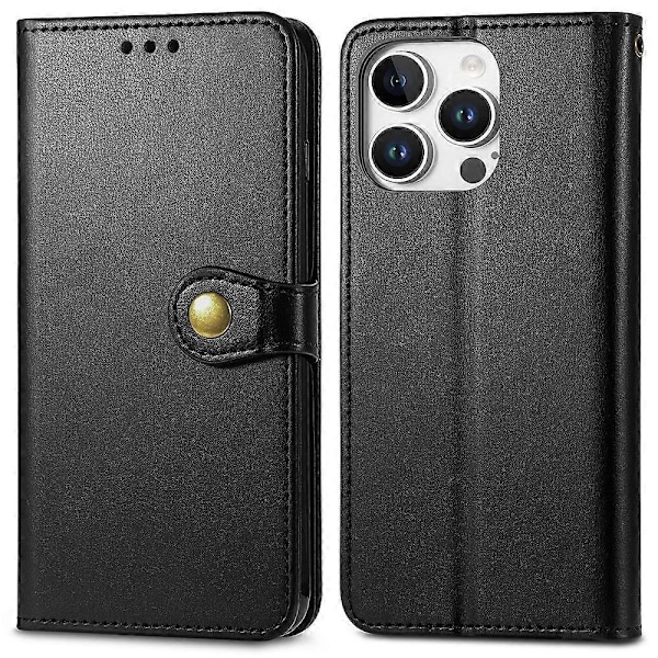 Læder telefoncover med pung, stativ og håndledsrem til iPhone 16 Pro Max - Grøn Multicolor Black
