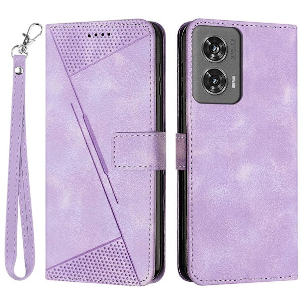 Til Motorola Edge 50 Fusion 5G Telefon Cover Trekant Præget Støtte Læder Flip Cover Multicolor Style D