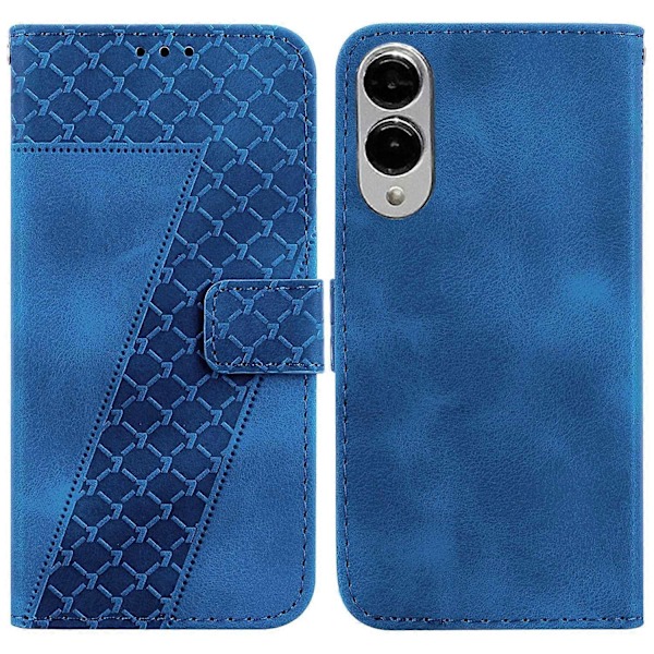 Til Samsung Galaxy S25 Edge Stand Case 7-Formet Mønster Præget Læder Telefon Cover Multicolor Dark Blue