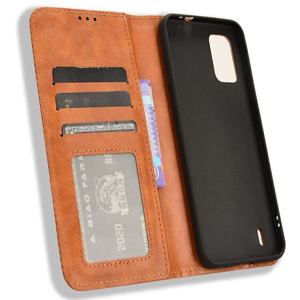 För Nokia C210 Case Plånbok Retro Pu Läder Skyddstelefon Cover Brown