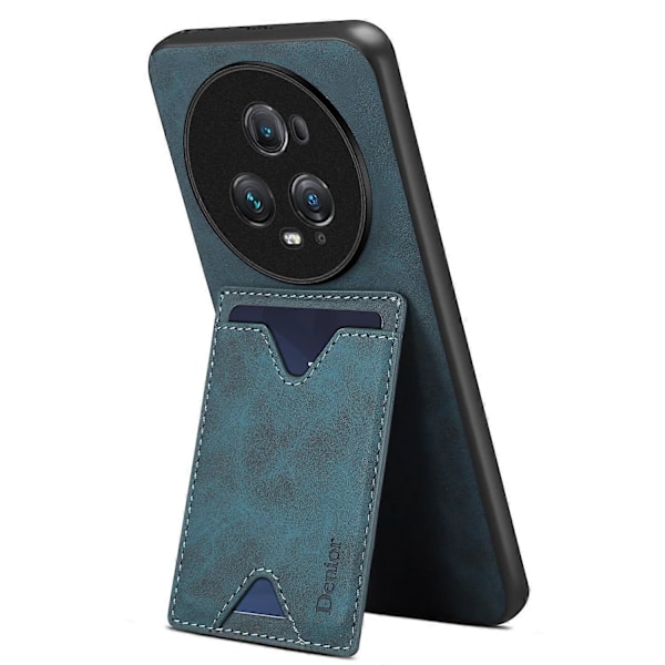 DENIOR Takakansi Honor Magic5 Pro -puhelimelle, PU-nahkapäällysteinen TPU-kotelo jalustalla ja korttipaikalla Multicolor Style D