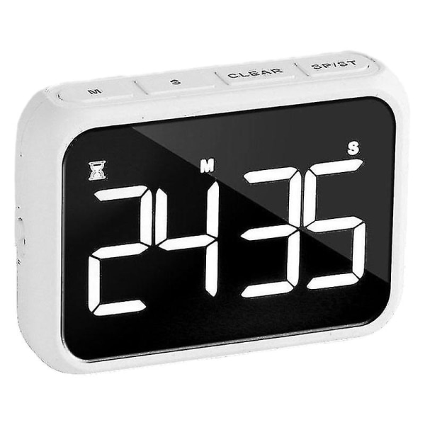 Genopladelig Stor Skærm LED LCD Elektronisk Timer Påmindelse Vækkeur Køkken Bage Nedtællingstimer White
