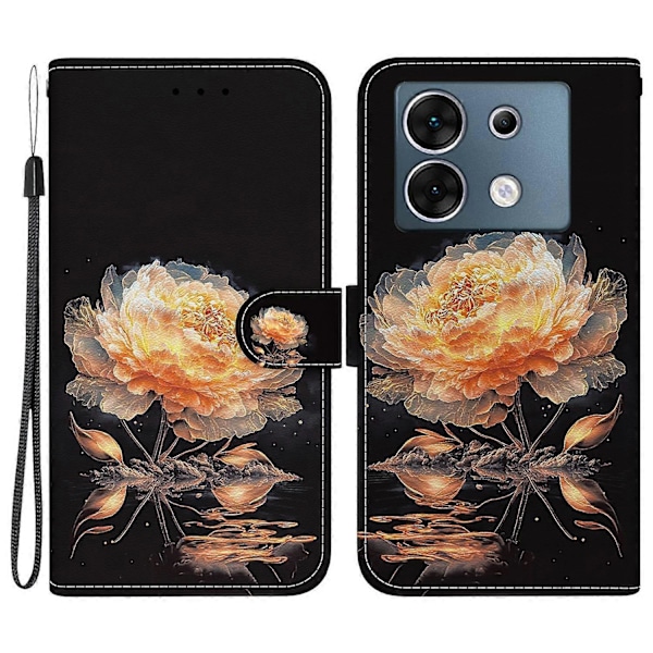 Læderetui med mønstertryk til Infinix Zero 30 5G Multicolor Gold Peony