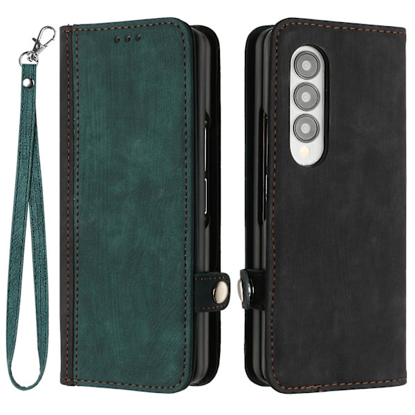 För Samsung Galaxy Z Fold3 5g Pu Läder Phone case Korthållare Cover Blackish Green