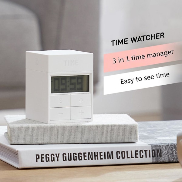 Professionelt Elektronisk Cube Vækkeur til Hjemmekontoret med LCD Digitalt Display og Timer Gray