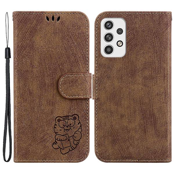 Pu Läder Magnetic Flip Phone case För Samsung Galaxy A33 5g, Stativ Plånboksmönster tryckt cover Brown