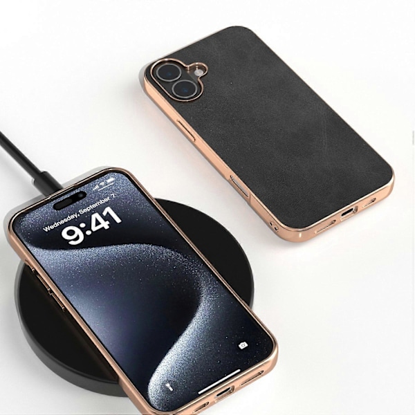 iPhone 16 Plus -kotelo, galvanointi, puhelinkuori, lehmännahkakuvio, PU+TPU-suojakotelo Multicolor Style A