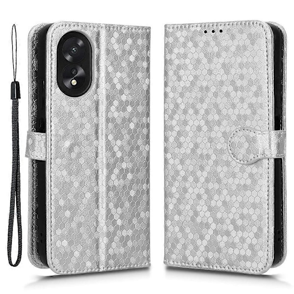 För Oppo A38 4G Fodral PU Läder Präglat Vikbart Ställ Mobiltelefon Skal Multicolor Style B