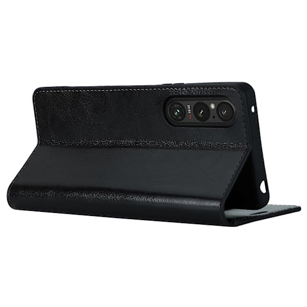Til Sony Xperia 1 V Stand Flip Wallet Ægte Koskind Læder Cover Telefon Etui Multicolor Style A