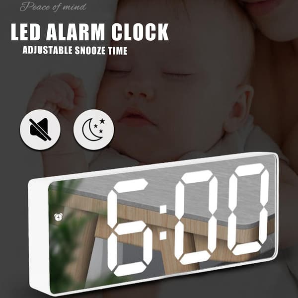 Digital klocka Led Väckarklocka Hem Sovrum Kontor Enkel Stil Klocka White