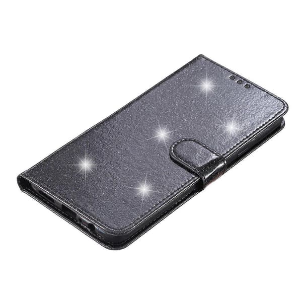 Glittrigt PU-läderfodral med folio flip plånboksstativ för iPhone 14 Plus Multicolor Style A