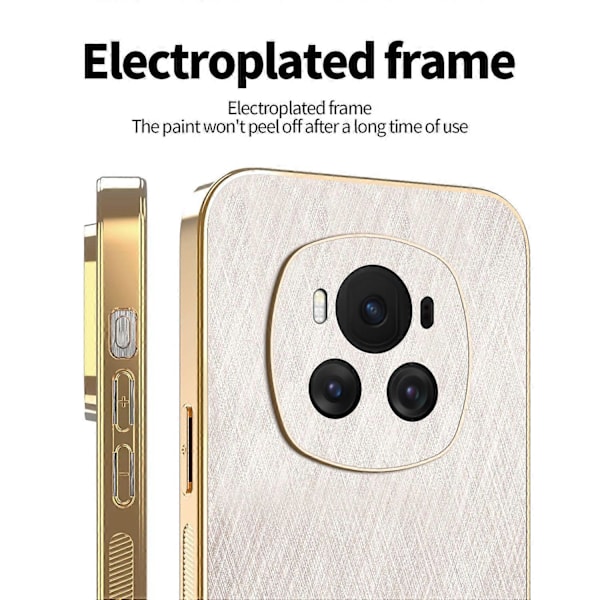 KADEM Deksel til Honor Magic6 5G Elektroplettert Silke Tekstur PU+TPU Telefon Bakdeksel Multicolor Gold