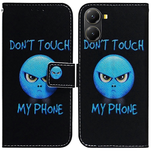 Pung-etui med mønsterprint i læder til Xiaomi Poco X7 Pro 5G/ Redmi Turbo 4 5G Multicolor Don&#39;t Touch My Phone