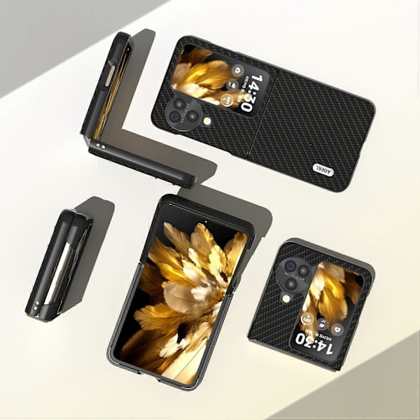 Oppo Find N3 Flip 5G PU-nahkapäällysteinen PC-kotelo hiilikuitukuvioinen suojapuhelinkotelo Multicolor Style A