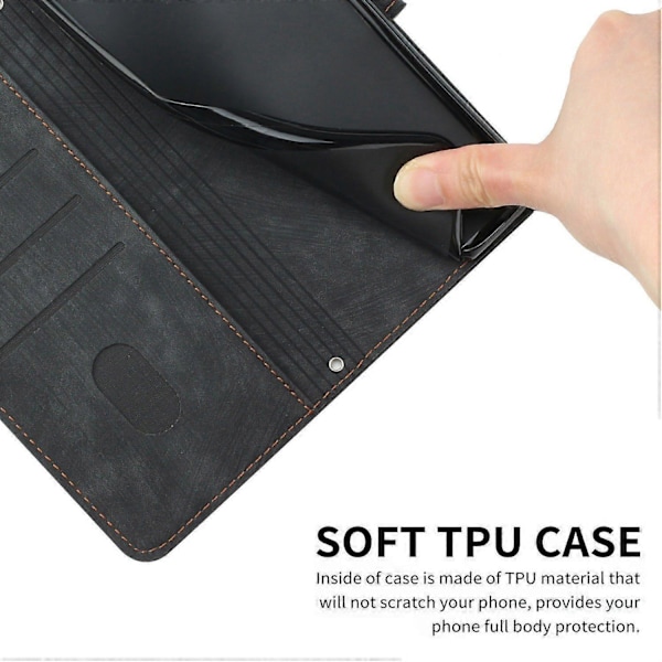 Til Samsung Galaxy A36 5G Etui Prægede Linjer Læder Telefon Cover Foldbart Stativ Multicolor Style E