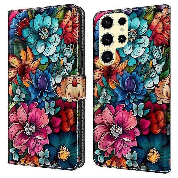 Til Samsung Galaxy S25 Ultra Etui Mønster Trykt Beskyttende Cover TPU+PU Læder Flip Telefon Etui Multicolor Style F