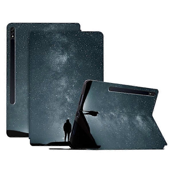 Samsung Galaxy Tab S7/S8 PU-nahkainen läppäkotelo jalustalla ja kuvioidulla painatuksella, tablettisuojus Multicolor Style C