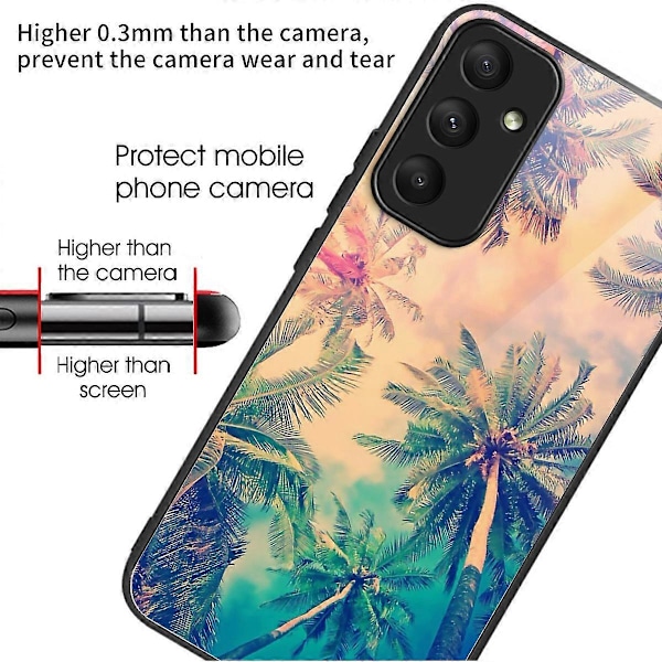 Til Samsung Galaxy A55 5G hærdet glas telefoncover med TPU-ramme Multicolor Tree