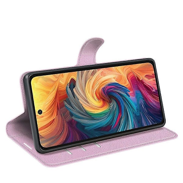 Til ZTE Blade V70 Etui Litchi Tekstur Stødsikkert Læder Wallet Telefon Cover - Grøn Multicolor Pink