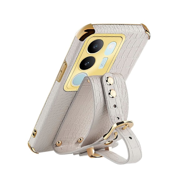 vivo S17 5G PU-nahkapäällysteinen TPU-kotelo rannekkeella ja jalustalla, galvanointi puhelinkuori Multicolor Style C
