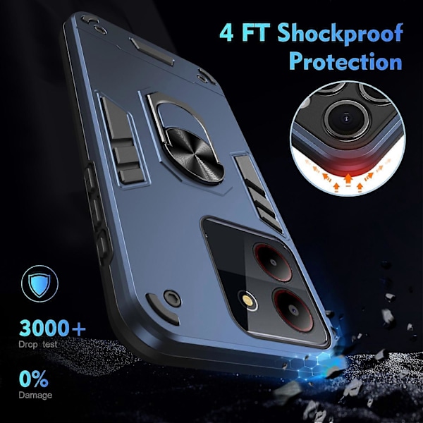 Kotelo ZTE Blade A54:lle, jalustalla, PC+TPU-puhelinkuori, tukee magneettista autotelinettä Multicolor Style B
